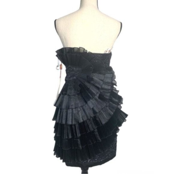 NWT Milano Black Tiered Mini Cocktail Dress - Picture 6 of 14